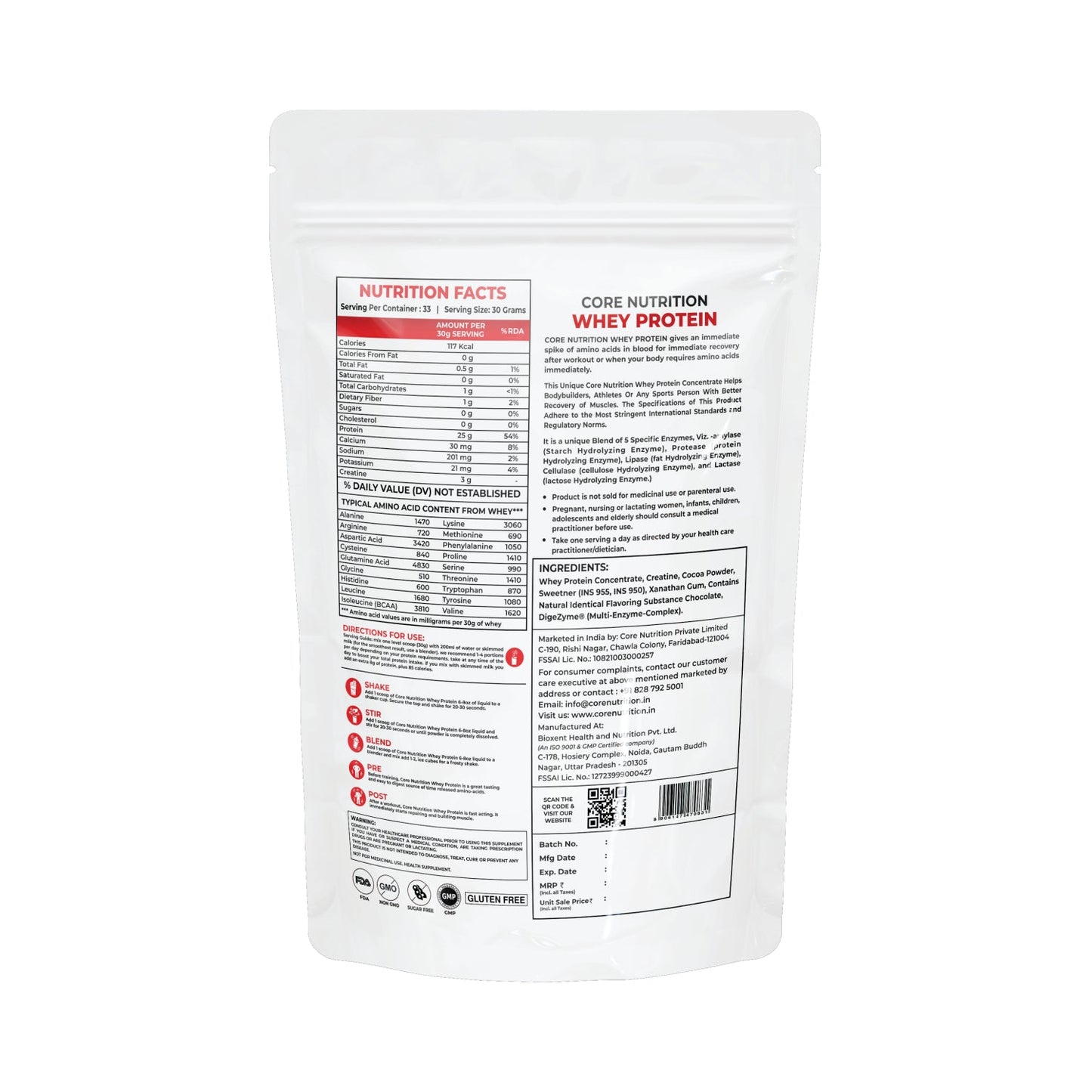 Core Nutrition - Whey Protein Chocolate - Core Nutrition